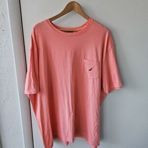 Men's 3XL Nautica pink t-shirt with pocket. Teaberry Red. Pre-owned